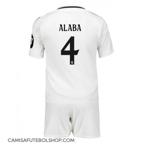 Camisa de time de futebol Real Madrid David Alaba #4 Replicas 1º Equipamento Infantil 2024-25 Manga Curta (+ Calças curtas)